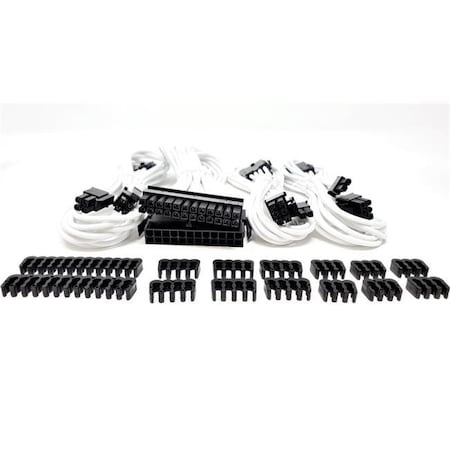 Micro Connectors Micro Connectors F04-240W-KIT Premium Sleeved PSU Cable Extension Kit; White F04-240W-KIT